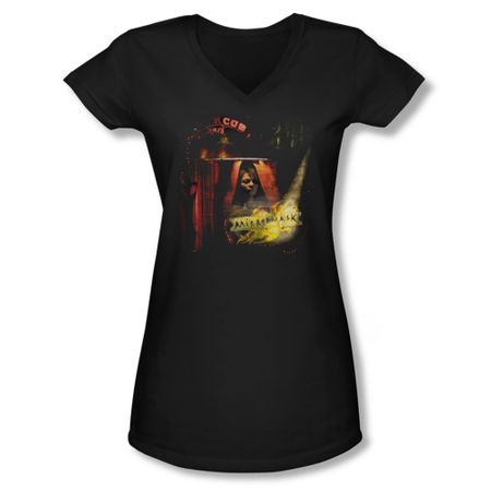 Mirrormask Shirt Juniors V Neck Big Top Poster Black Tee T-Shirt