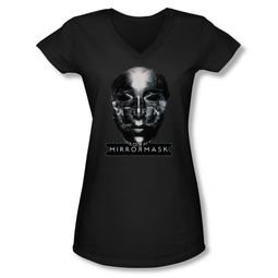 Mirrormask Shirt Juniors V Neck Mask Black Tee T-Shirt Mirrormask Shirt Juniors V Neck Mask Black Tee T-Shirt