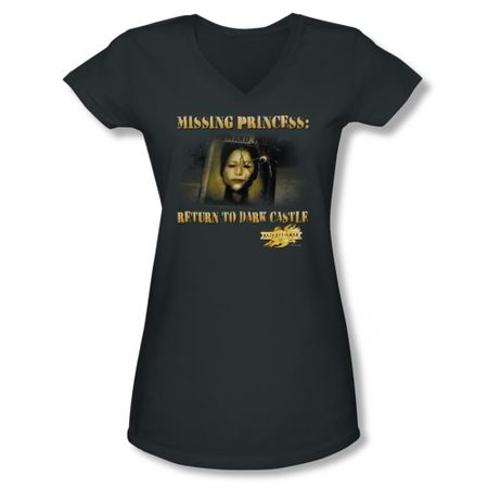 Mirrormask Shirt Juniors V Neck Missing Princess Charcoal Tee T-Shirt
