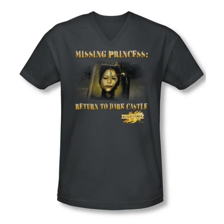 Mirrormask Shirt Slim Fit V Neck Missing Princess Charcoal Tee T-Shirt