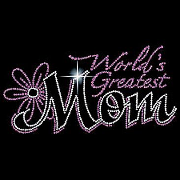 Mom T-shirt - World's Greatest Mom Rhinestone Print Mother's Tee