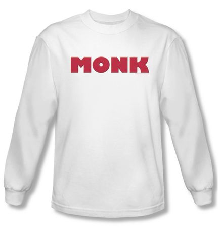 Monk Shirt Logo Long Sleeve White Tee T-Shirt