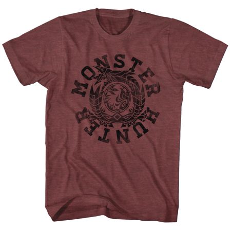 Monster Hunter Shirt Circle Maroon Heather T-Shirt
