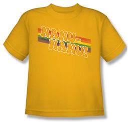 Mork & Mindy Shirt Kids Nanu Rainbow Gold Youth Tee T-Shirt