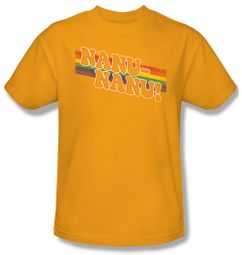 Mork & Mindy Shirt Nanu Rainbow Adult Gold Tee T-Shirt