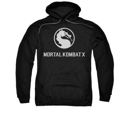 Mortal Kombat Hoodie White Dragon Logo Black Sweatshirt Hoody