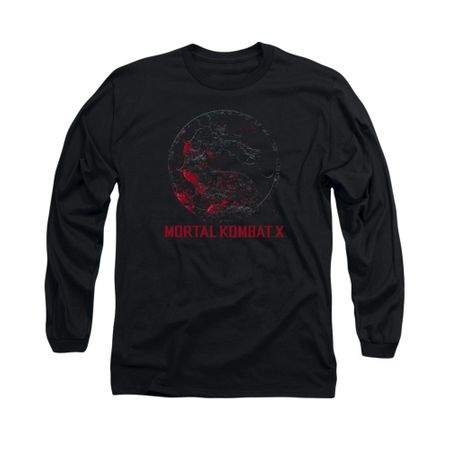 Mortal Kombat Shirt Bloody Logo Long Sleeve Black Tee T-Shirt