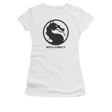 Mortal Kombat Shirt Juniors Black Dragon Logo White T-Shirt