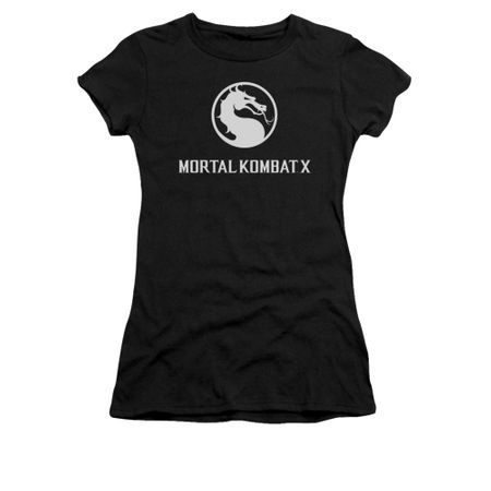 Mortal Kombat Shirt Juniors White Dragon Logo Black T-Shirt