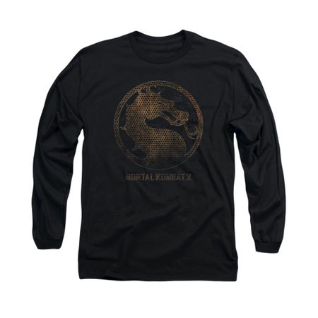 Mortal Kombat Shirt Metal Logo Long Sleeve Black Tee T-Shirt
