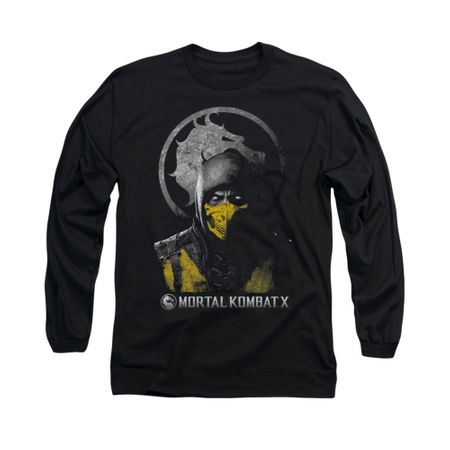 Mortal Kombat Shirt Scorpion Long Sleeve Black Tee T-Shirt
