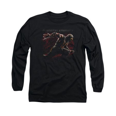 Mortal Kombat Shirt Scorpion Lunge Long Sleeve Black Tee T-Shirt
