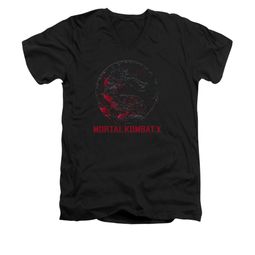Mortal Kombat Shirt Slim Fit V-Neck Bloody Logo Black T-Shirt Mortal Kombat Shirt Slim Fit V-Neck Bloody Logo Black T-Shirt