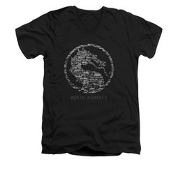 Mortal Kombat Shirt Slim Fit V-Neck Stone Logo Black T-Shirt Mortal Kombat Shirt Slim Fit V-Neck Stone Logo Black T-Shirt