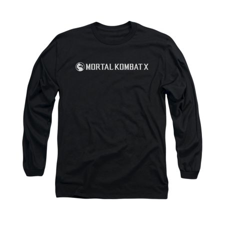 Mortal Kombat Shirt White Logo Long Sleeve Black Tee T-Shirt