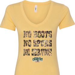 Mossy Oak No Boots No Spurs No Service Ladies V-Neck Shirt