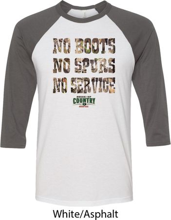 Mossy Oak No Boots No Spurs No Service Mens Raglan Shirt
