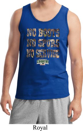Mossy Oak No Boots No Spurs No Service Mens Tank Top