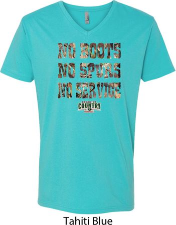 Mossy Oak No Boots No Spurs No Service Mens V-Neck Shirt