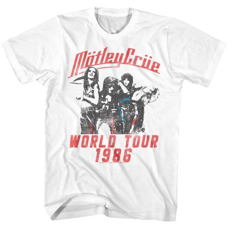 Motley Crue 1986 World Tour Adult T-shirt - White