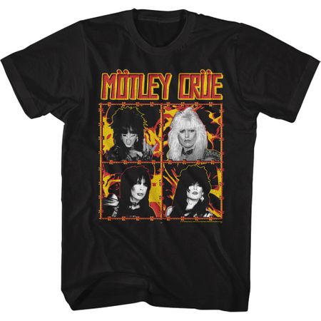 Motley Crue Fire & Wire 80s Glam Band T-shirt - Black
