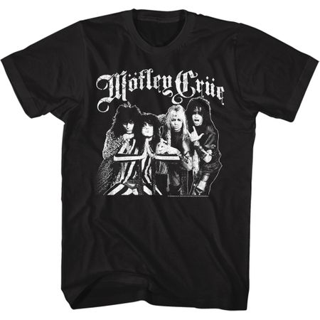 Motley Crue CREW Glam 80s Band T-shirt - Black
