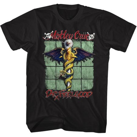 Motley Crue Feelgood Men's 80s Glam Band T-Shirt - Black