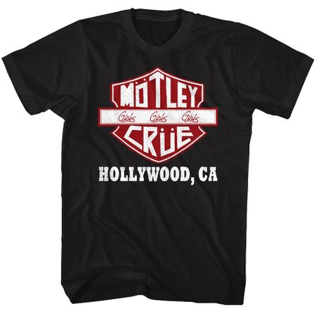 Motley Crue Hollywood CA Sign Adult T-shirt - Black