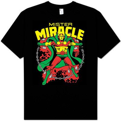 Mr. Miracle T-shirt - Mister Miracle Superhero Adult Black Tee