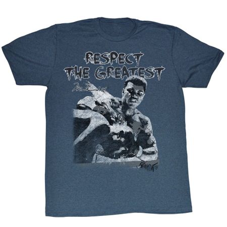 Muhammad Ali Shirt Respect The Great Adult Blue Tee T-Shirt