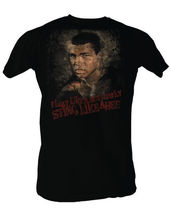 Muhammad Ali T-shirt Adult Sting Like A Bee Black Tee Shirt