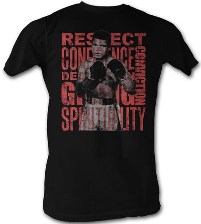 Muhammad Ali T-shirt Boxer Respect Adult Black Tee Shirt