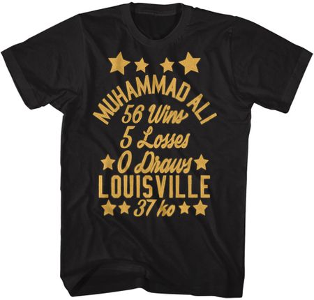 Muhammad Ali Wins Losses Record Mens Black Tee Shirt