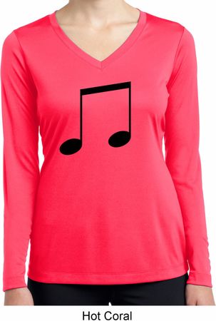 Music 8th Note Ladies Dry Wicking Long Sleeve Shirt
