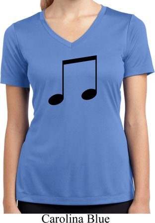 Music 8th Note Ladies Moisture Wicking V-neck Shirt