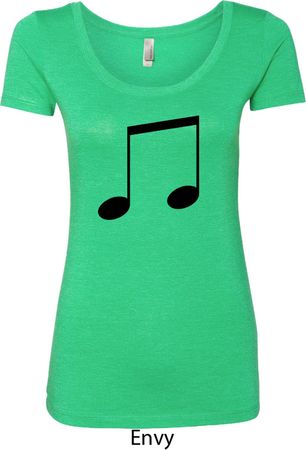 Music 8th Note Ladies Scoop Neck Shirt
