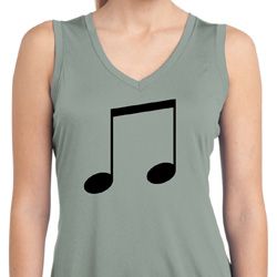 Music 8th Note Ladies Sleeveless Moisture Wicking Shirt Music 8th Note Ladies Sleeveless Moisture Wicking Shirt