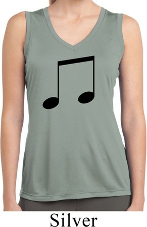 Music 8th Note Ladies Sleeveless Moisture Wicking Shirt