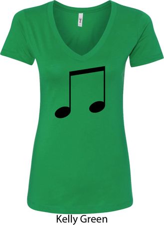 Music 8th Note Ladies V-Neck Shirt