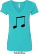 Music 8th Note Ladies V-Neck Shirt