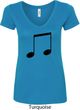Music 8th Note Ladies V-Neck Shirt