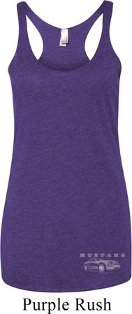 Mustang with Grill Bottom Print Ladies Tri Blend Racerback Tank Top