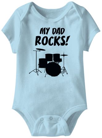 My Dad Rocks! Funny Baby Romper Light Blue Infant Babies Creeper