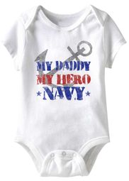 My Daddy My Hero Navy Funny Baby Romper White Infant Babies Creeper My Daddy My Hero Navy Funny Baby Romper White Infant Babies Creeper