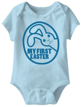 My First Easter Funny Baby Romper Light Blue Infant Babies Creeper