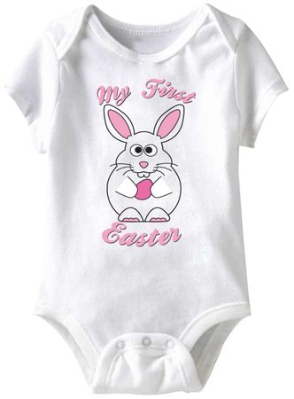 My First Easter Funny Baby Romper White Infant Babies Creeper