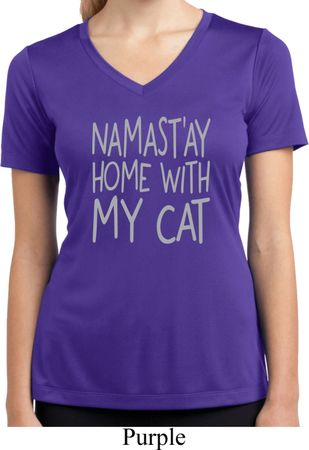 Namastay Home with My Cat Ladies Moisture Wicking V-neck Shirt