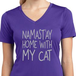 Namastay Home with My Cat Ladies Moisture Wicking V-neck Shirt