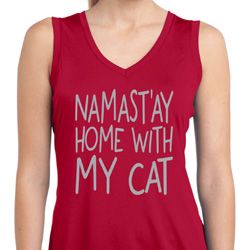 Namastay Home with My Cat Ladies Sleeveless Moisture Wicking Shirt