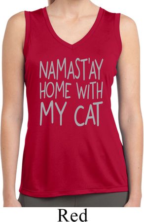 Namastay Home with My Cat Ladies Sleeveless Moisture Wicking Shirt
